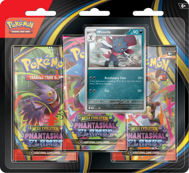 Mega Evolution: Phantasmal Flames - 3 Pack Blister (Weavile) - Preorder