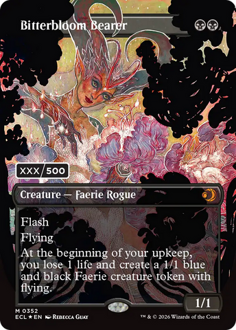 Bitterbloom Bearer (Borderless) (Serial Numbered) [Lorwyn Eclipsed Promos]
