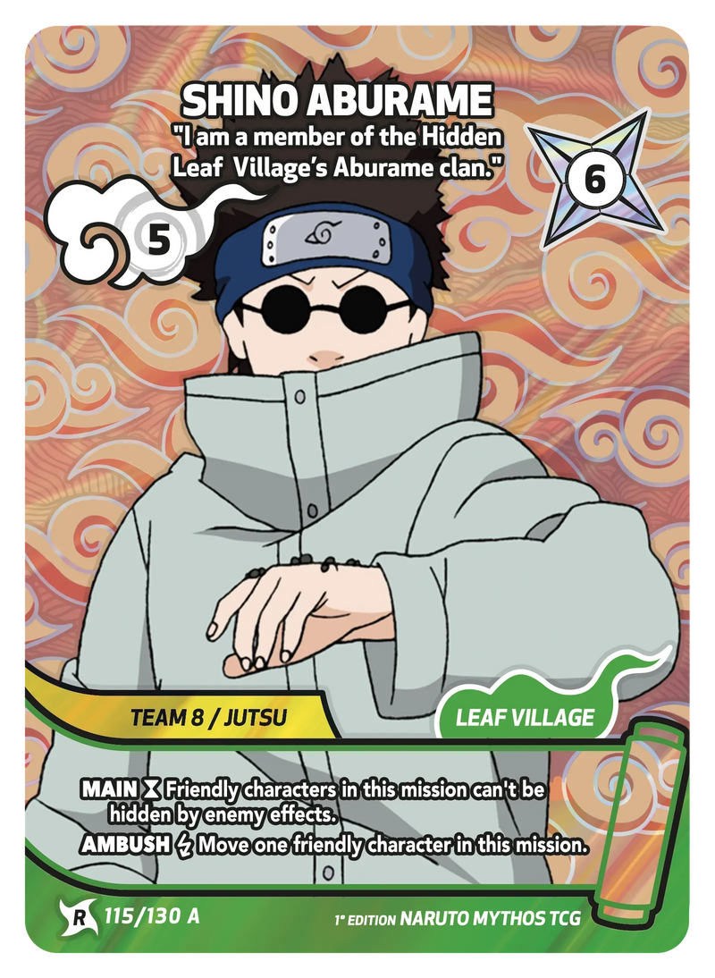 Image for Shino Aburame — I am a member of the Hidden Leaf Village’s Aburame clan. (115/130 A) (KSH) - Naruto Mythos TCG