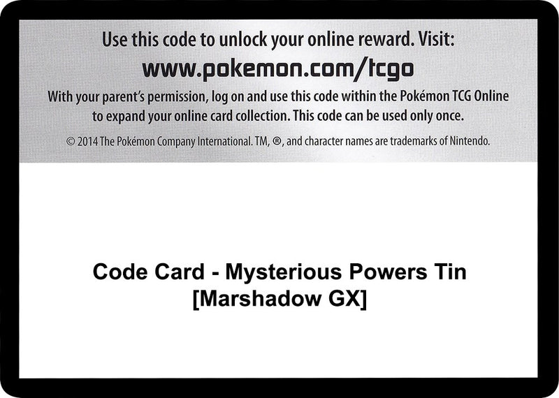 Image for Code Card - Mysterious Powers Tin [Marshadow GX] - Pokemon