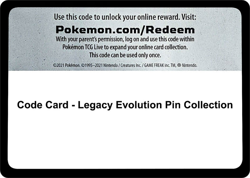 Image for Code Card - Legacy Evolution Pin Collection - Pokemon