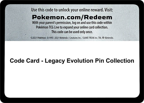 Image for Code Card - Legacy Evolution Pin Collection - Pokemon