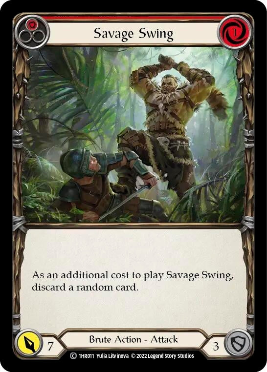 Image for Savage Swing (Red) (1HR011) [Historic Pack 1 Blitz Deck: Rhinar] - Flesh and Blood TCG