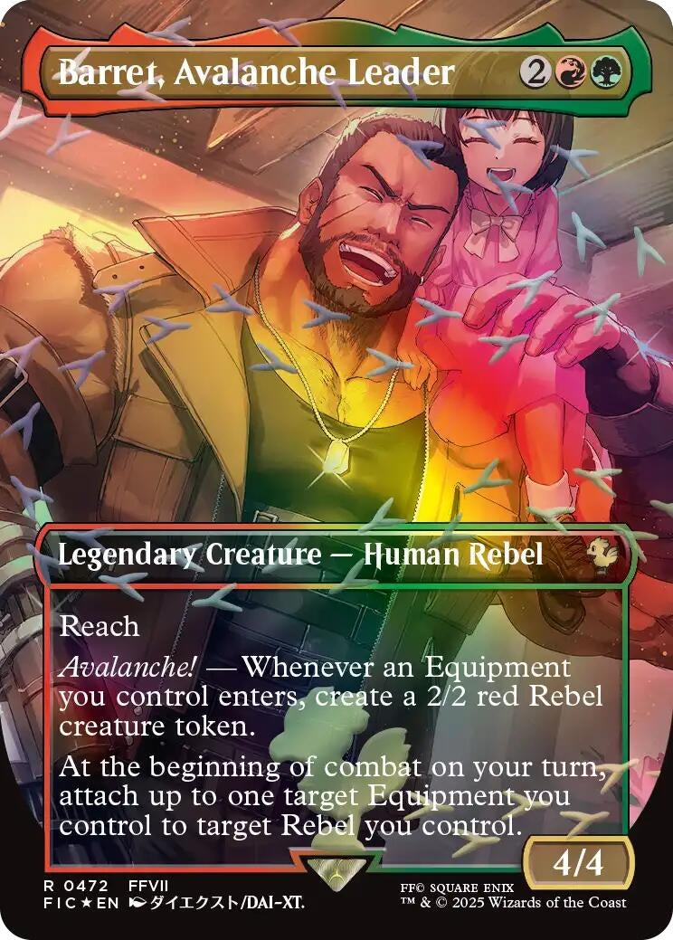 Image for Barret, Avalanche Leader (Borderless) (Chocobo Track Foil) (472) (FIC) - Magic: The Gathering
