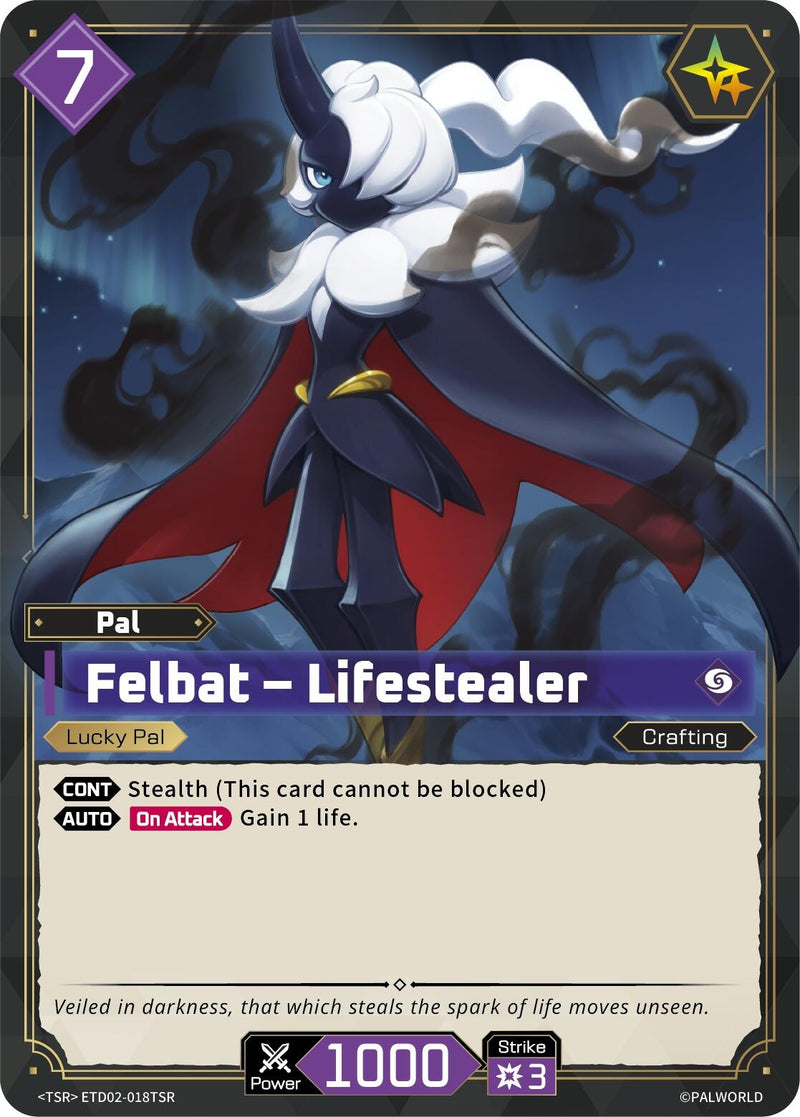 Image for Felbat - Lifestealer (TSR) (ETD02-018TSR) (TD02) - Palworld OFFICIAL CARD GAME
