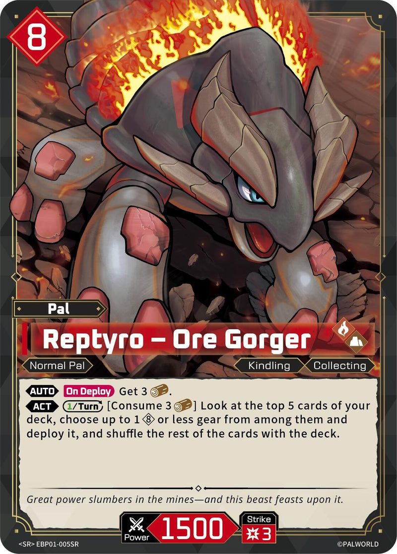 Image for Reptyro - Ore Gorger (SR) (EBP01-005SR) (BP01) - Palworld OFFICIAL CARD GAME