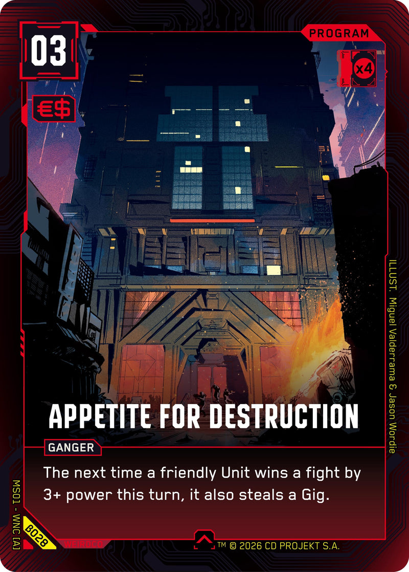 Image for Appetite for Destruction (B028) - Cyberpunk TCG