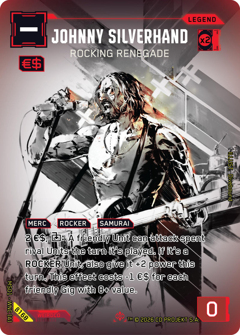Image for Johnny Silverhand - Rocking Renegade (ISecret) (B168) - Cyberpunk TCG