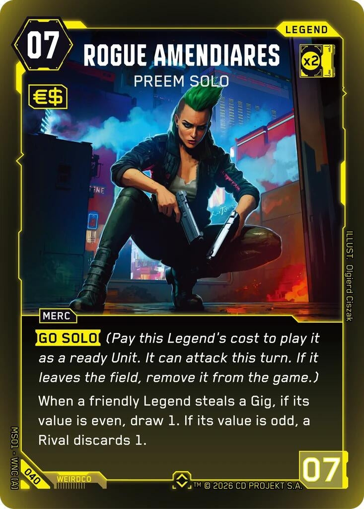 Image for Rogue Amendiares - Preem Solo (Rare) (040) - Cyberpunk TCG
