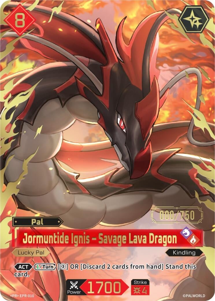 Image for Jormuntide Ignis - Savage Lava Dragon - EPR-010 (Serial Numbered) (EPR-010) (PR) - Palworld OFFICIAL CARD GAME