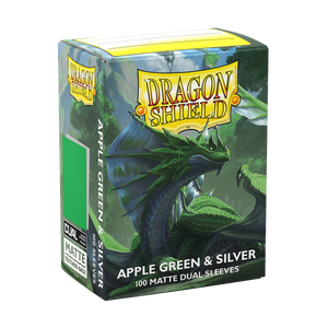 Dragon Shield Dual Matte Standard Sleeves - Apple Green & Silver (100-Pack)