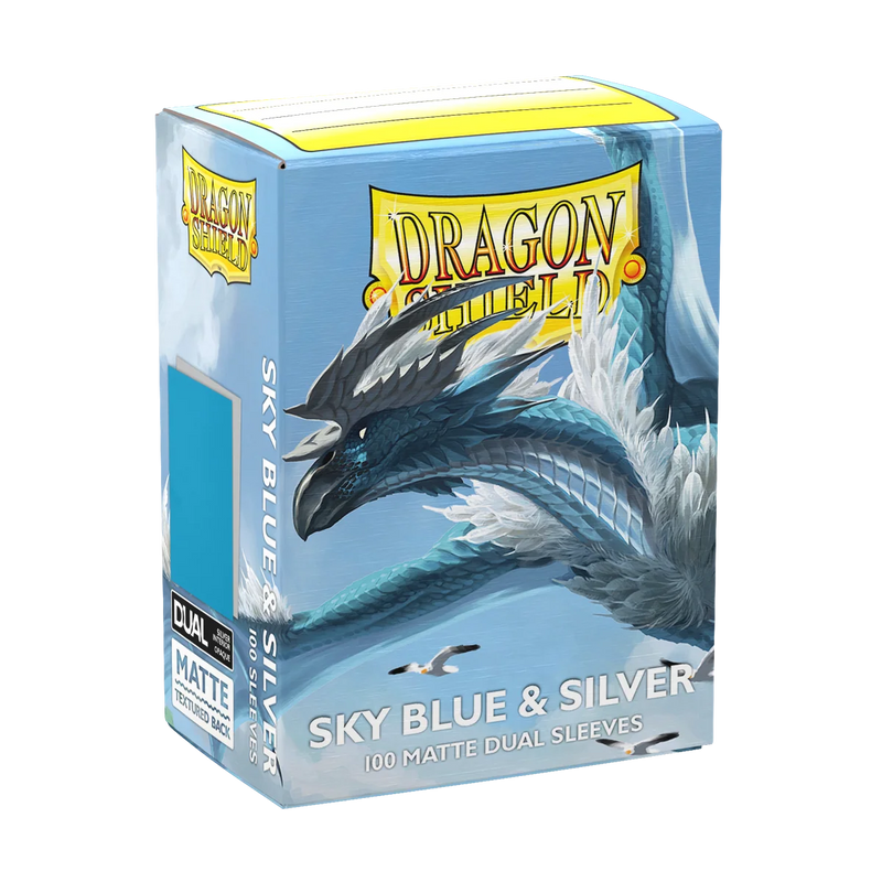 Dragon Shield Dual Matte Standard Sleeves - Sky Blue & Silver (100-Pack)