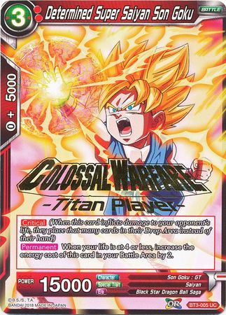 Determined Super Saiyan Son Goku (Titan Player Stamped) (BT3-005) [Cross Worlds]