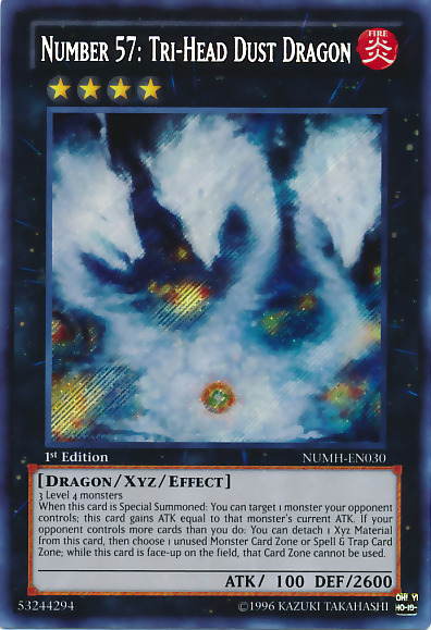 Number 57: Tri-Head Dust Dragon [NUMH-EN030] Secret Rare